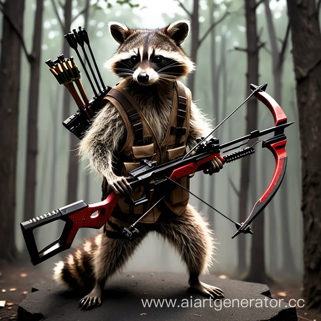 Crafty-Raccoon-Wielding-a-Crossbow-Wild-Critter-Armed-with-Archery-Skills