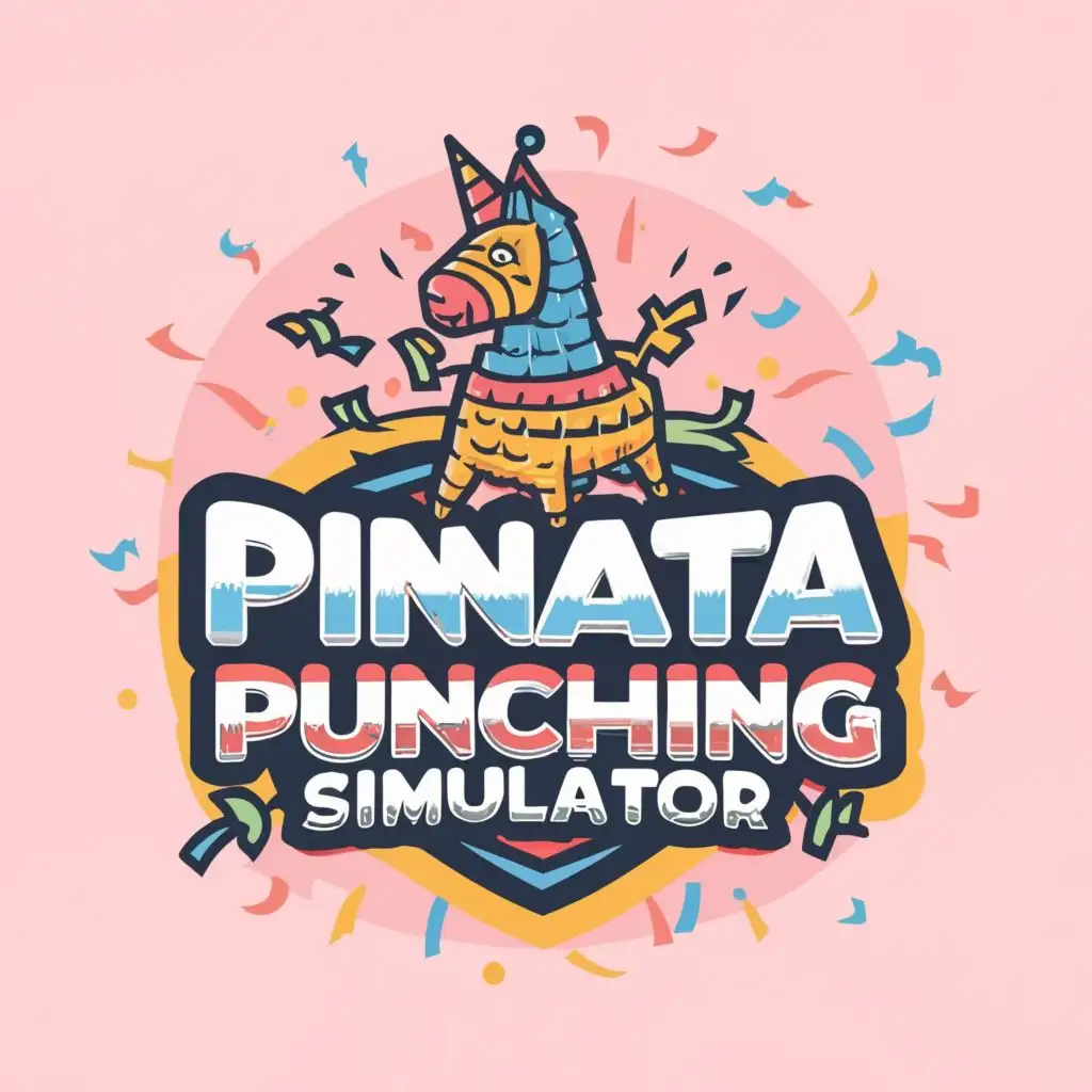 logo, a pinata and game name, with the text "pinata punching simulator", typography, be used in Technology industry