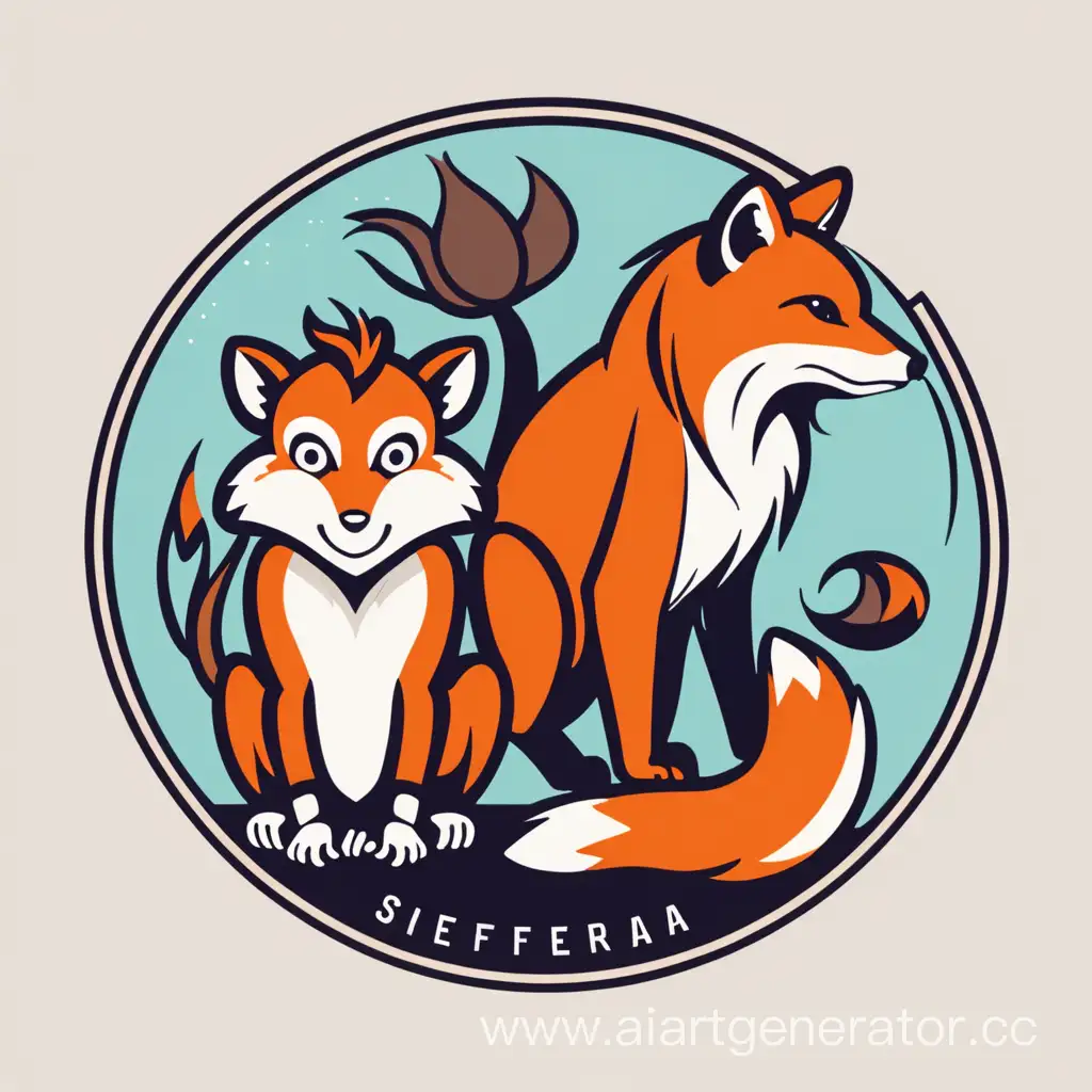 A logo consisting of a monkey and a fox