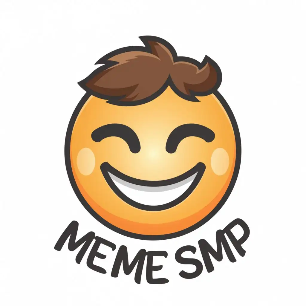 logo, smiling emoji with cartoonist graphics, with the text "MEME SMP", typography