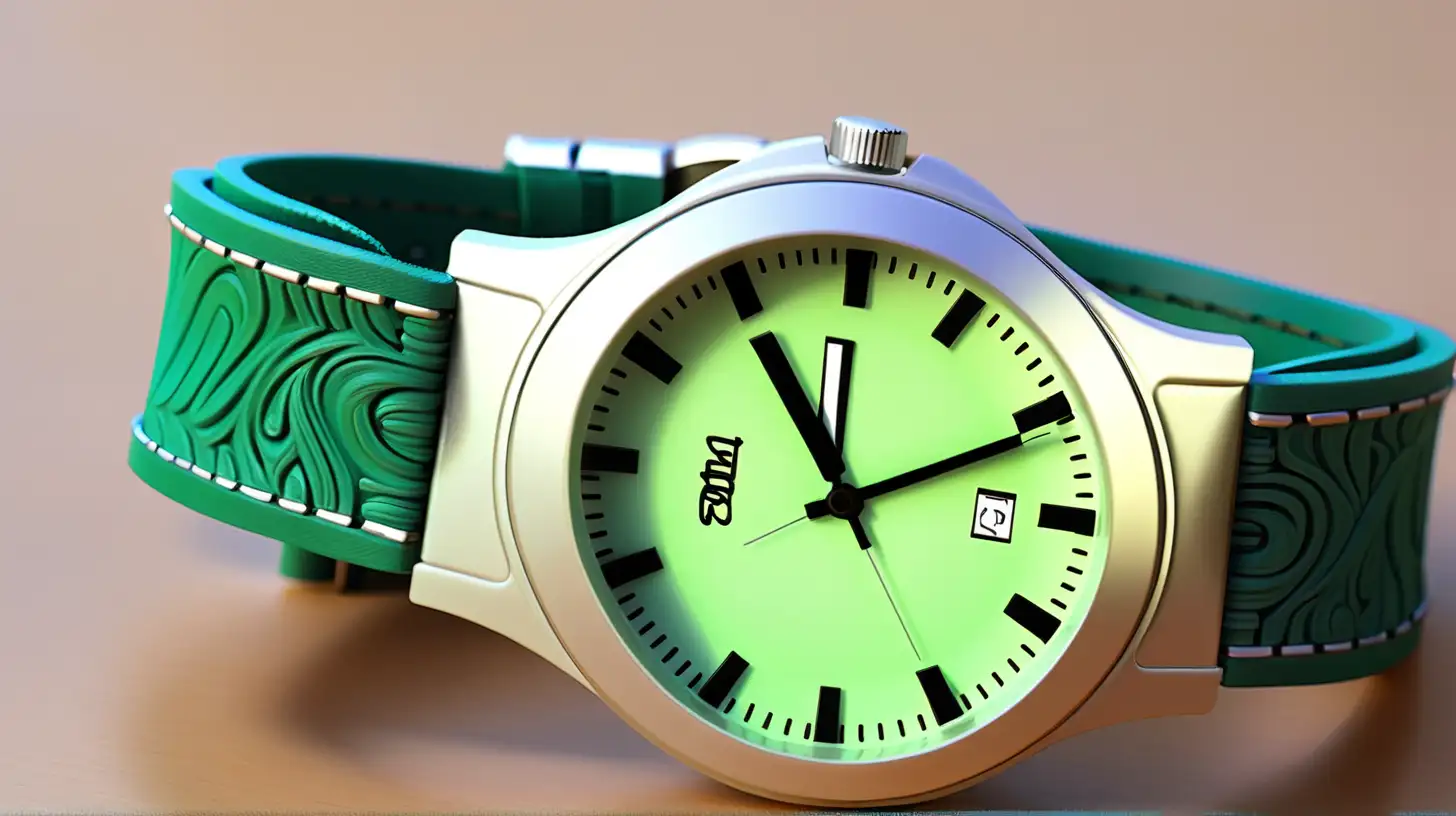 wrist watch with cool green band













