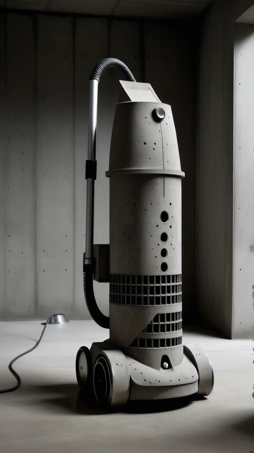 Brutalist Vacuum Cleaner Modernist Appliance with Concrete Aesthetic