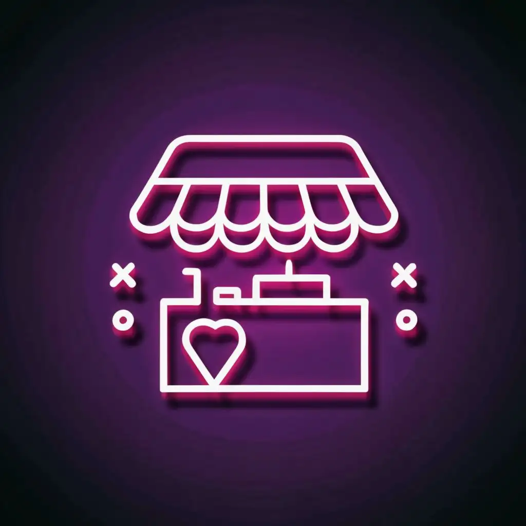 LOGO-Design-For-PopUp-Vendor-Glowing-Neon-Pink-Icon-with-Typography-for-Events-Industry