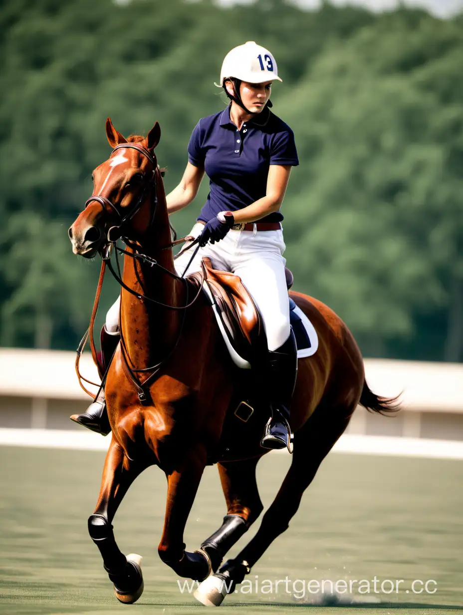 Equestrian polo rider on a polo pony
