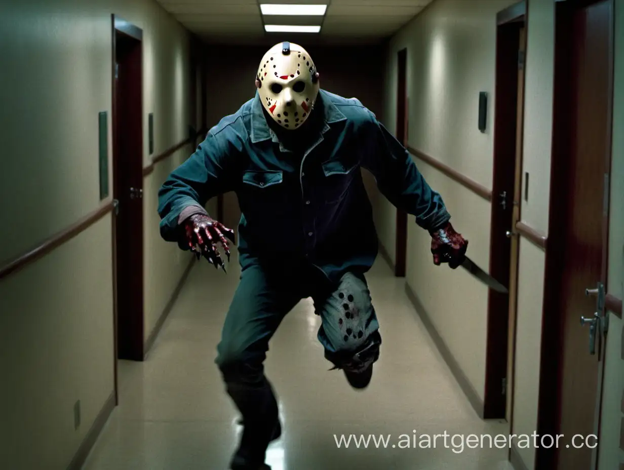 Terrifying-Pursuit-Jason-Voorhees-Hunting-Victim-in-Abandoned-Building