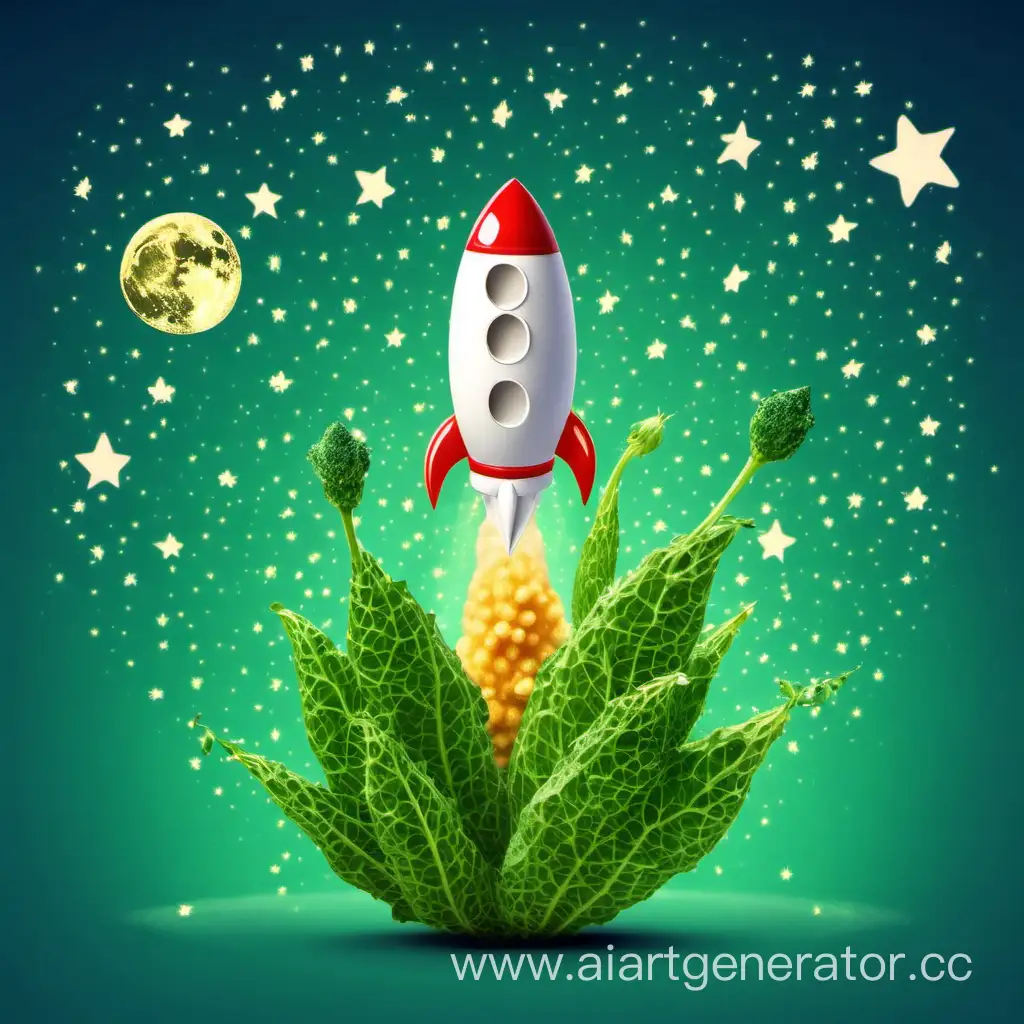 Rocket fly to the moon from green chia