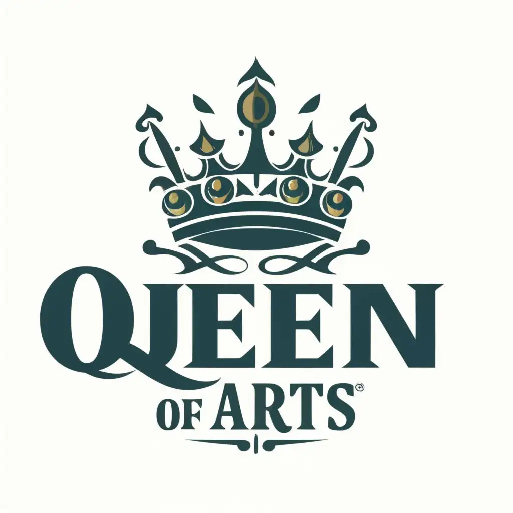 logo, Crown, with the text "Queen of Arts", typography