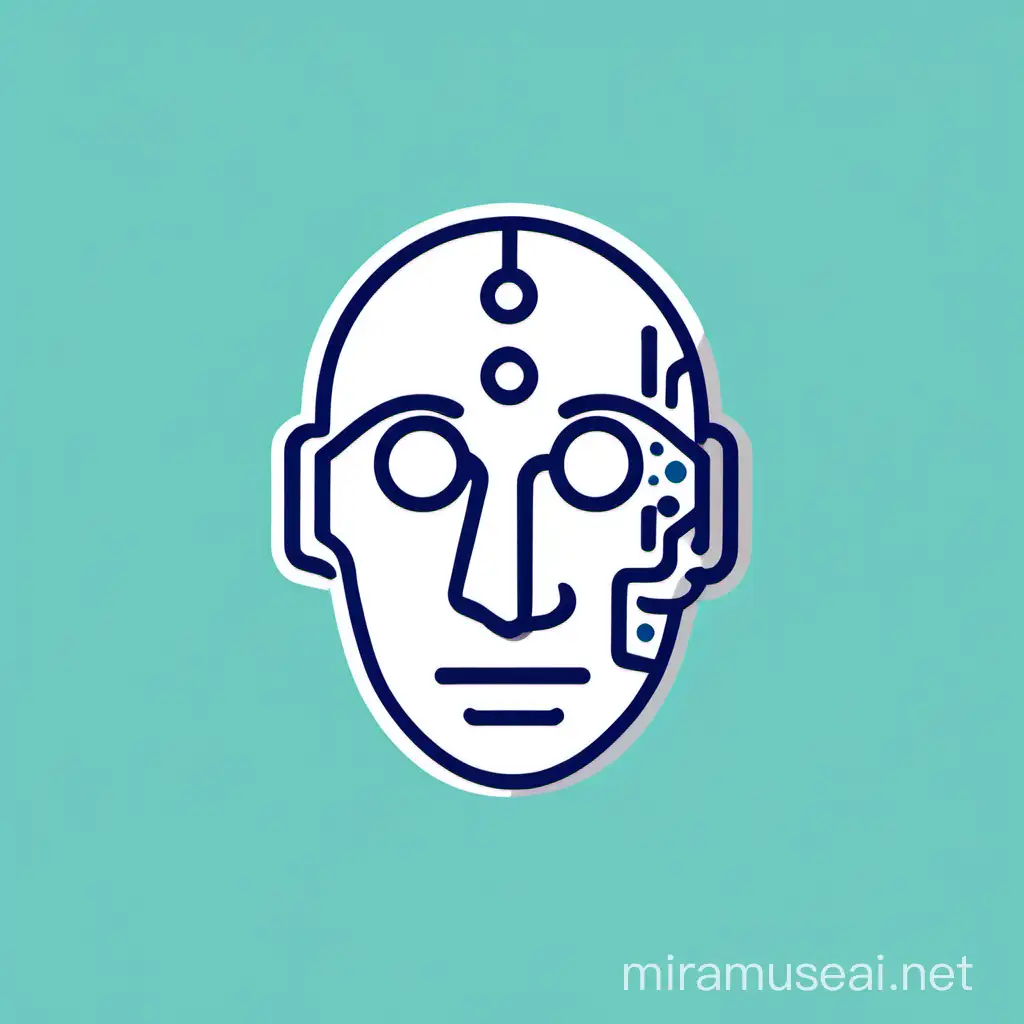create a simple flat logo human face related to artificial intelligence
