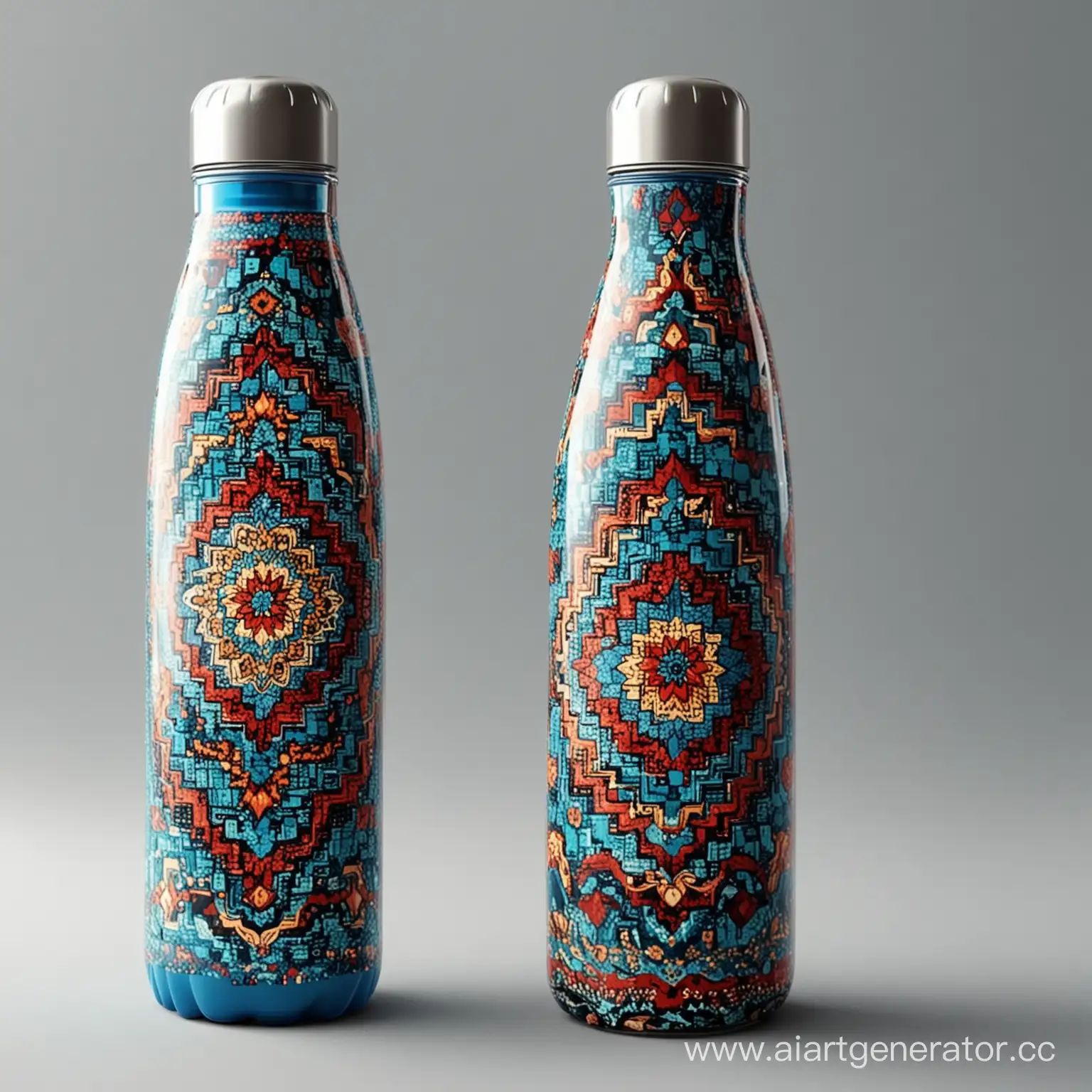 generate a water bottle. use Azerbaijani national pattern and be more eco friendly