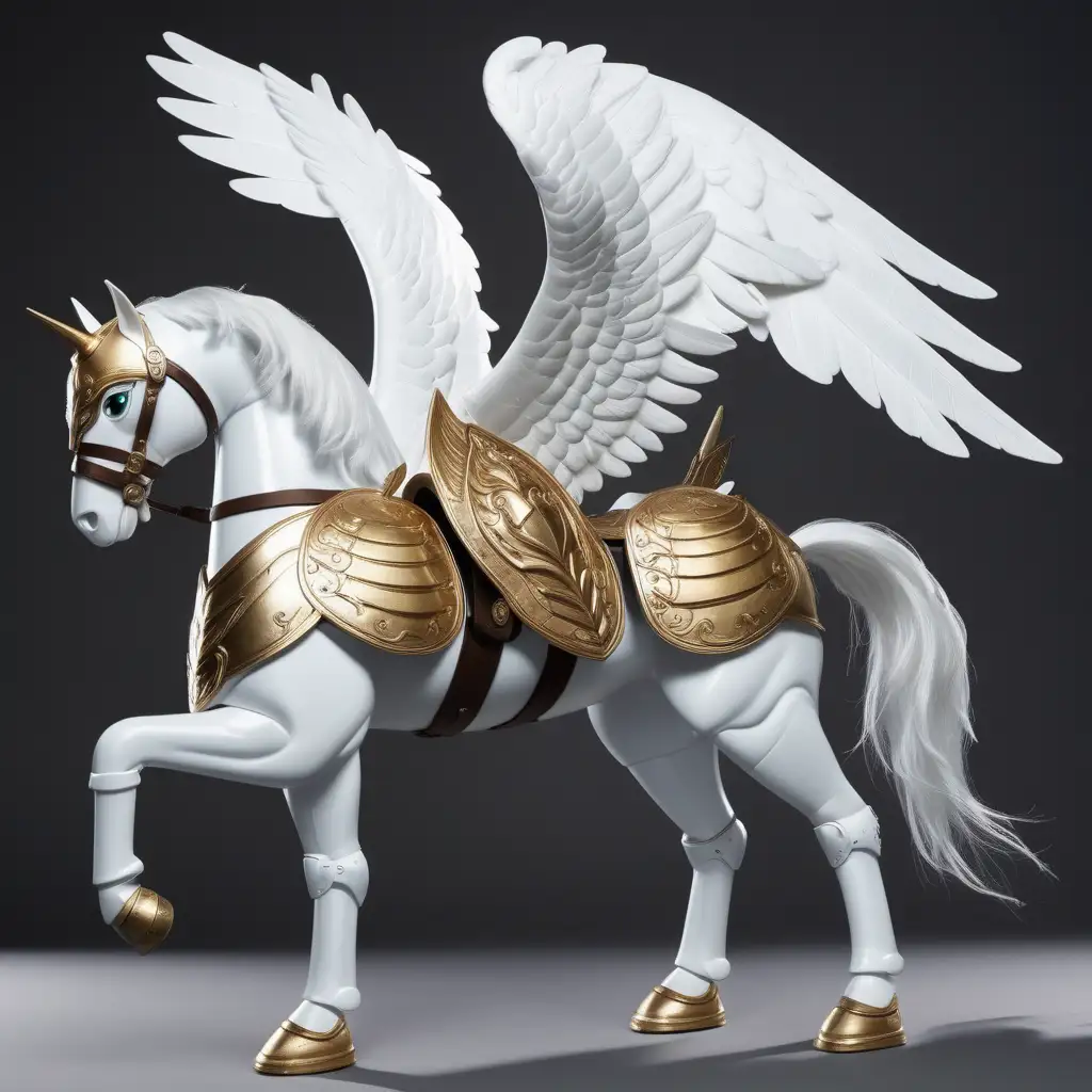 Majestic Pegasus in Enchanted Armor Mythical Winged Stallion Art