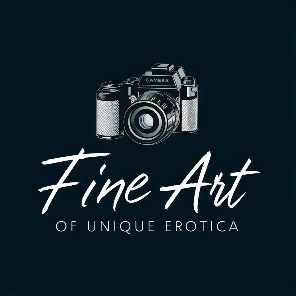 logo, A Professional Camera, with the text "The Fine Art of Unique Erotica", typography, be used in Entertainment industry