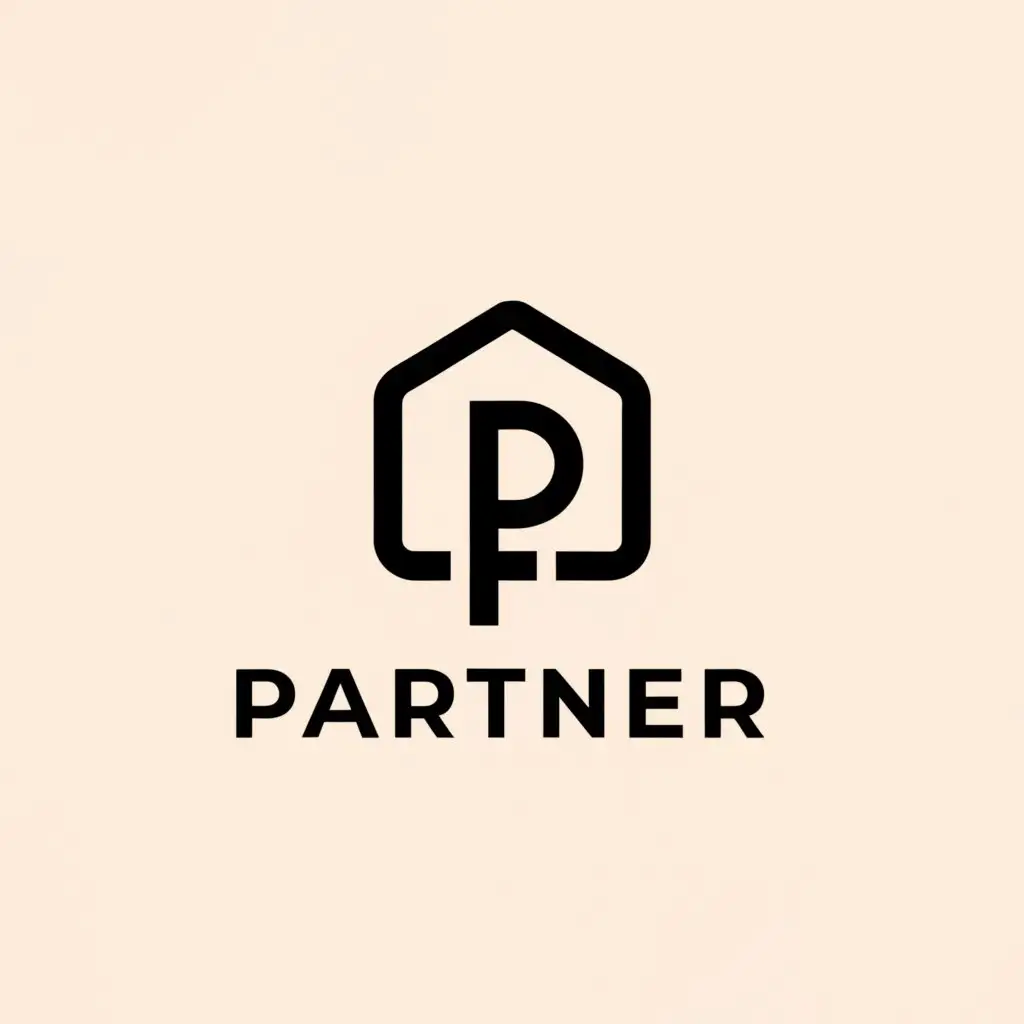 a logo design,with the text "PARTNER", main symbol:house, letter P, helmet,Minimalistic,be used in Real Estate industry,clear background