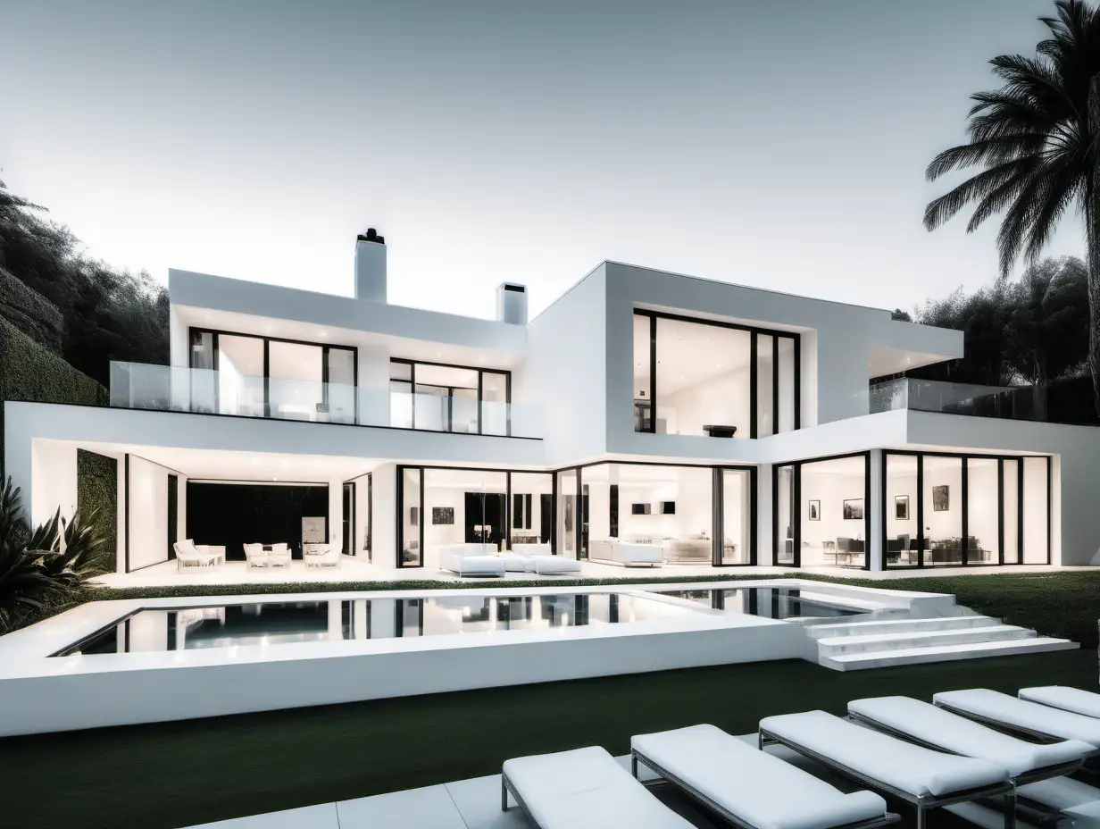 Elegant White Estate Surrounded by Natures Beauty