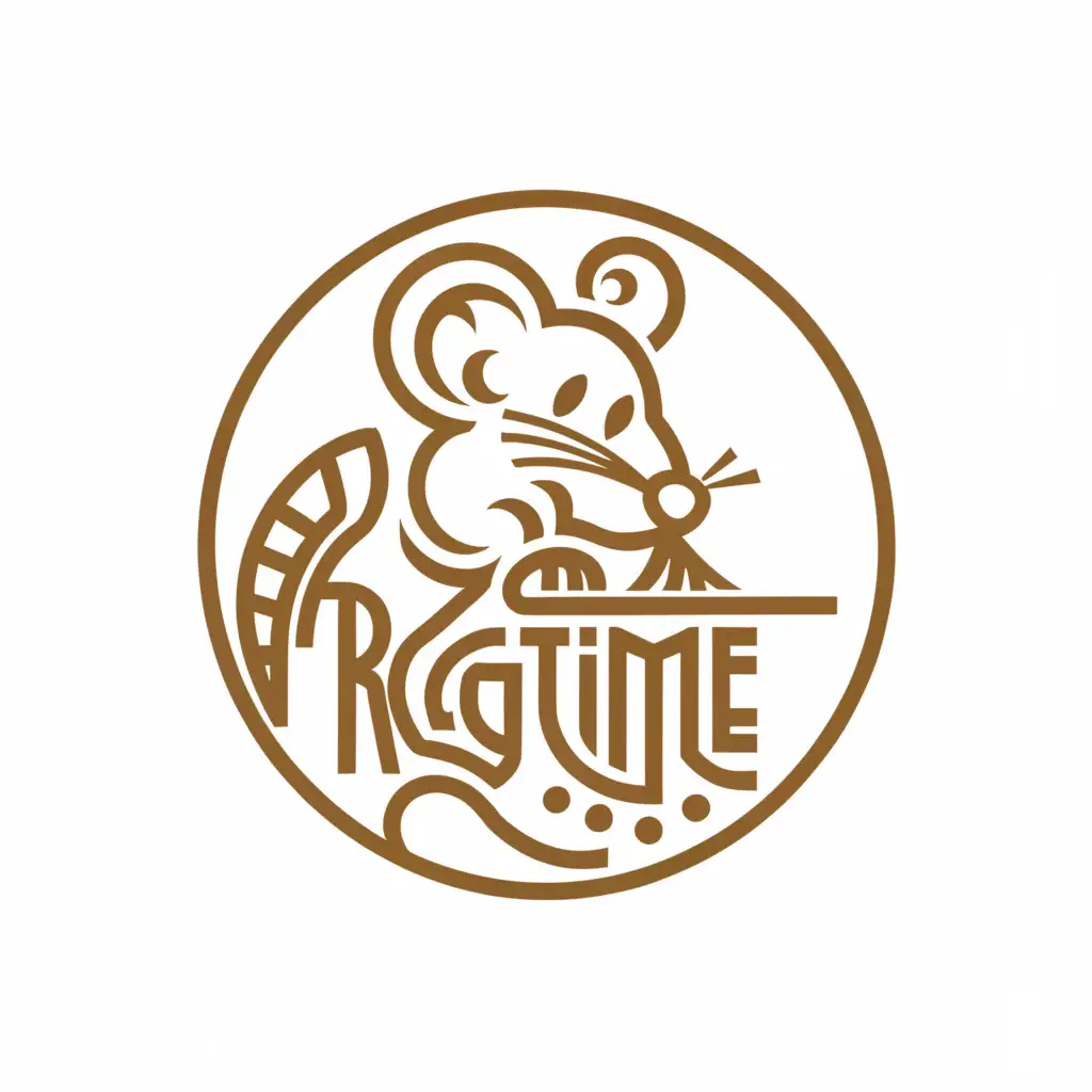 a logo design,with the text 'Ragtime Mouse', main symbol:A mouse Playing Ragtime music,complex,be used in Internet industry,clear background