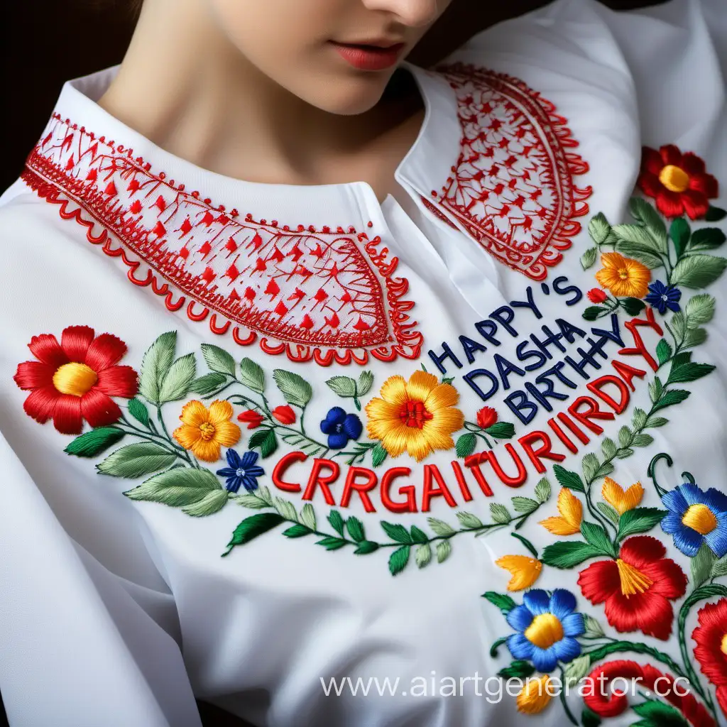 Вишивка як на українських сорочках жіночих напис вишивкою Вітаю з днем народження Даша