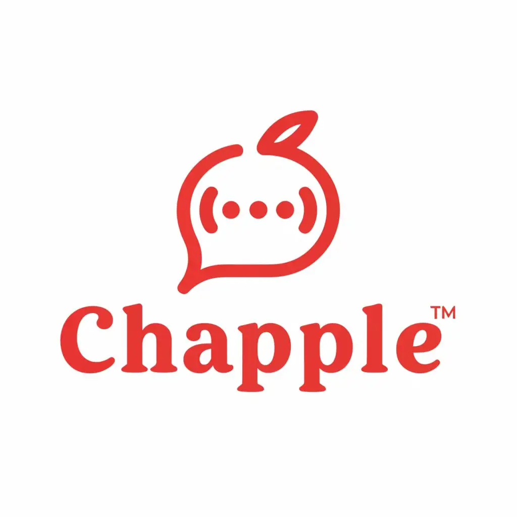 a logo design,with the text "Chapple", main symbol:a bubble chat that looks like apple with Chappel text in it with red color,Minimalistic,be used in Internet industry,clear background
