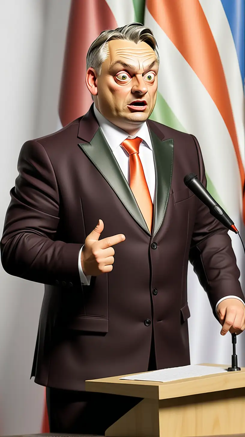 Viktor Orbn delivering a political address in formal attire