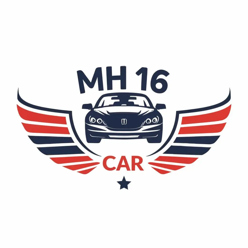 logo, MH 16 car logo, with the text "MH 16 car logo", typography, be used in Automotive industry