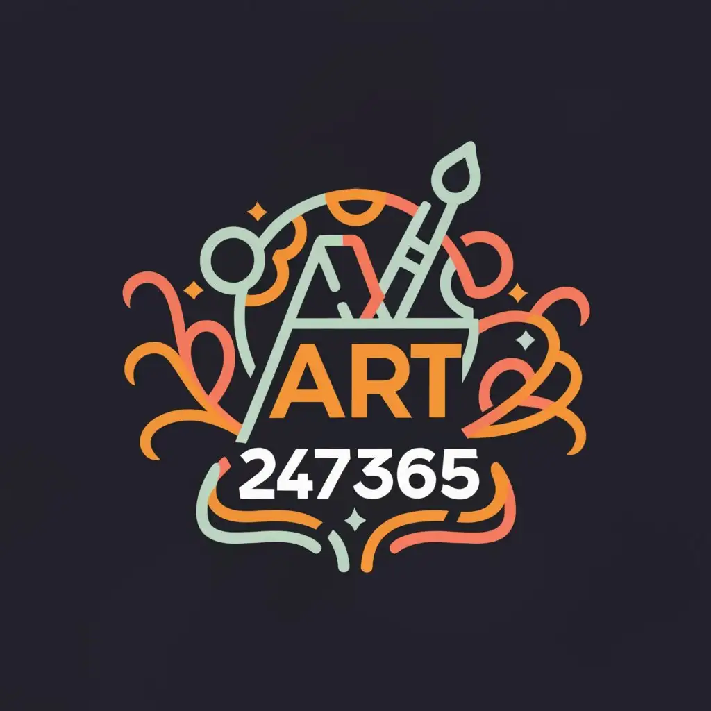 a logo design,with the text "Art 247365", main symbol:Paint brush and paint tins,complex,clear background