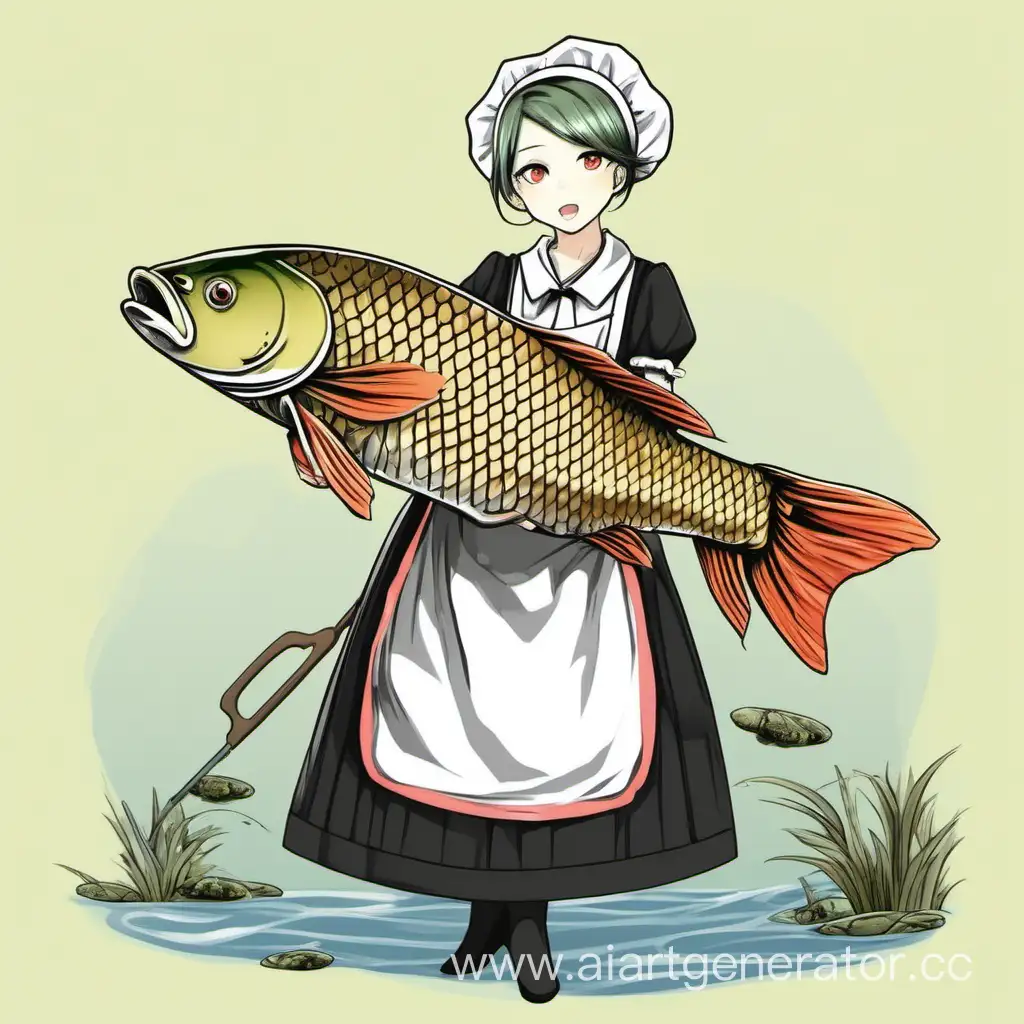 Carp-Dressed-as-Maid-Whimsical-Fish-Costume-in-Feminine-Attire