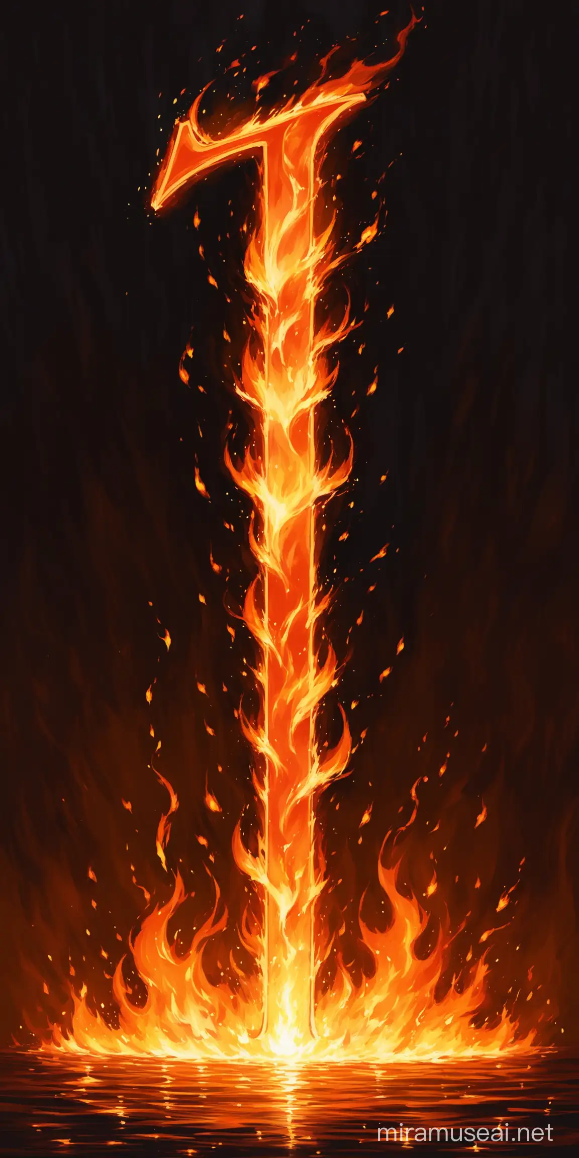 Burning Letter I Illustration Fiery Flames Consuming Alphabet Character