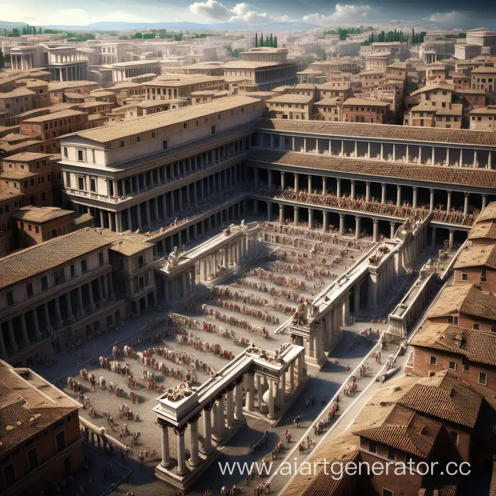 Римский город в котором много людей и все они занимаются своим делом