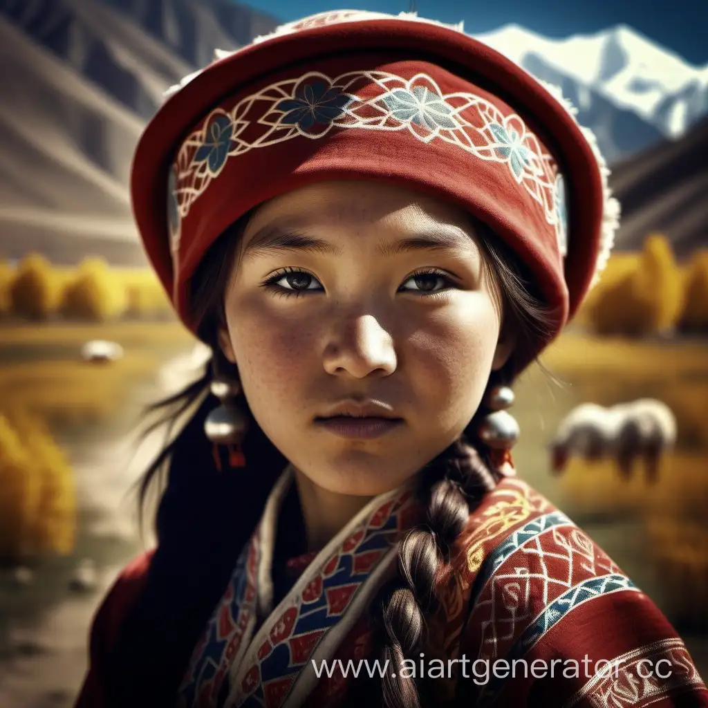 Этно Кыргызкая девушка фото реалистичные фильм эффект