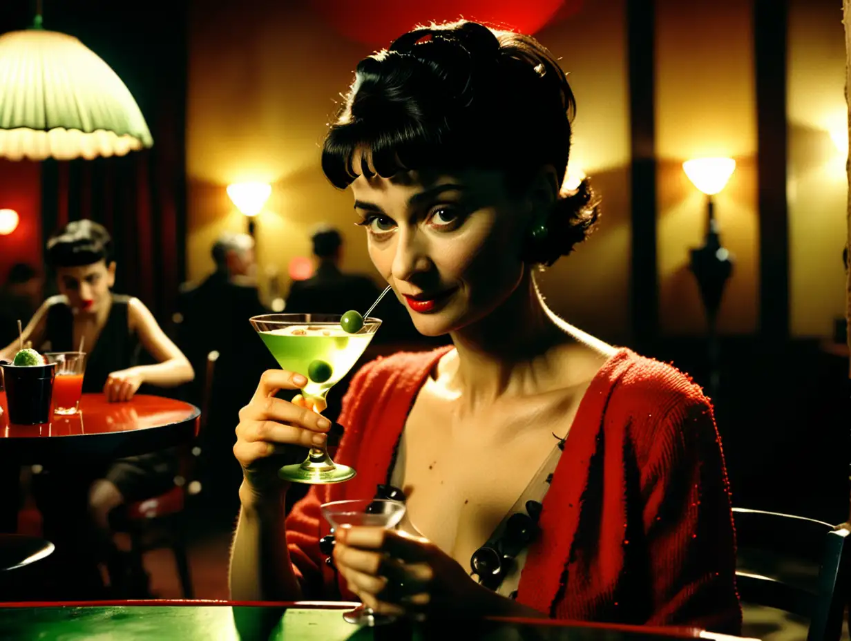 cinematography, cinematic lighting, amelie

a woman holds a small child while drinking a martini

 retro David Lynch 