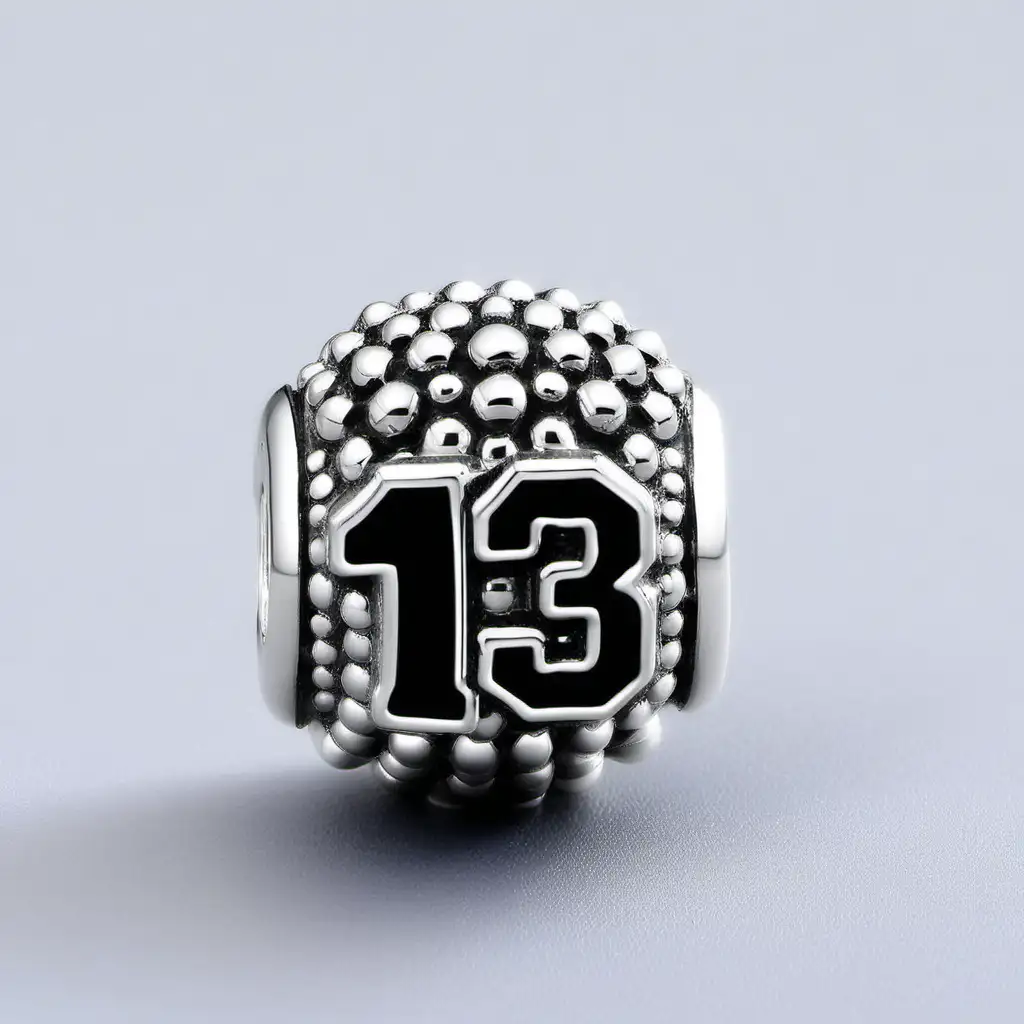 Jewelry charm of number 13 studed 