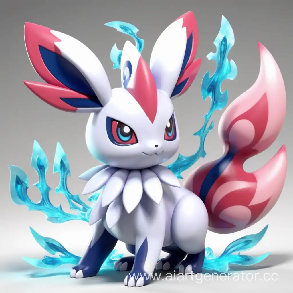 Elegant-White-and-Blue-Toned-Pokmon-Inspired-by-Sylveon-with-Exquisite-Detail