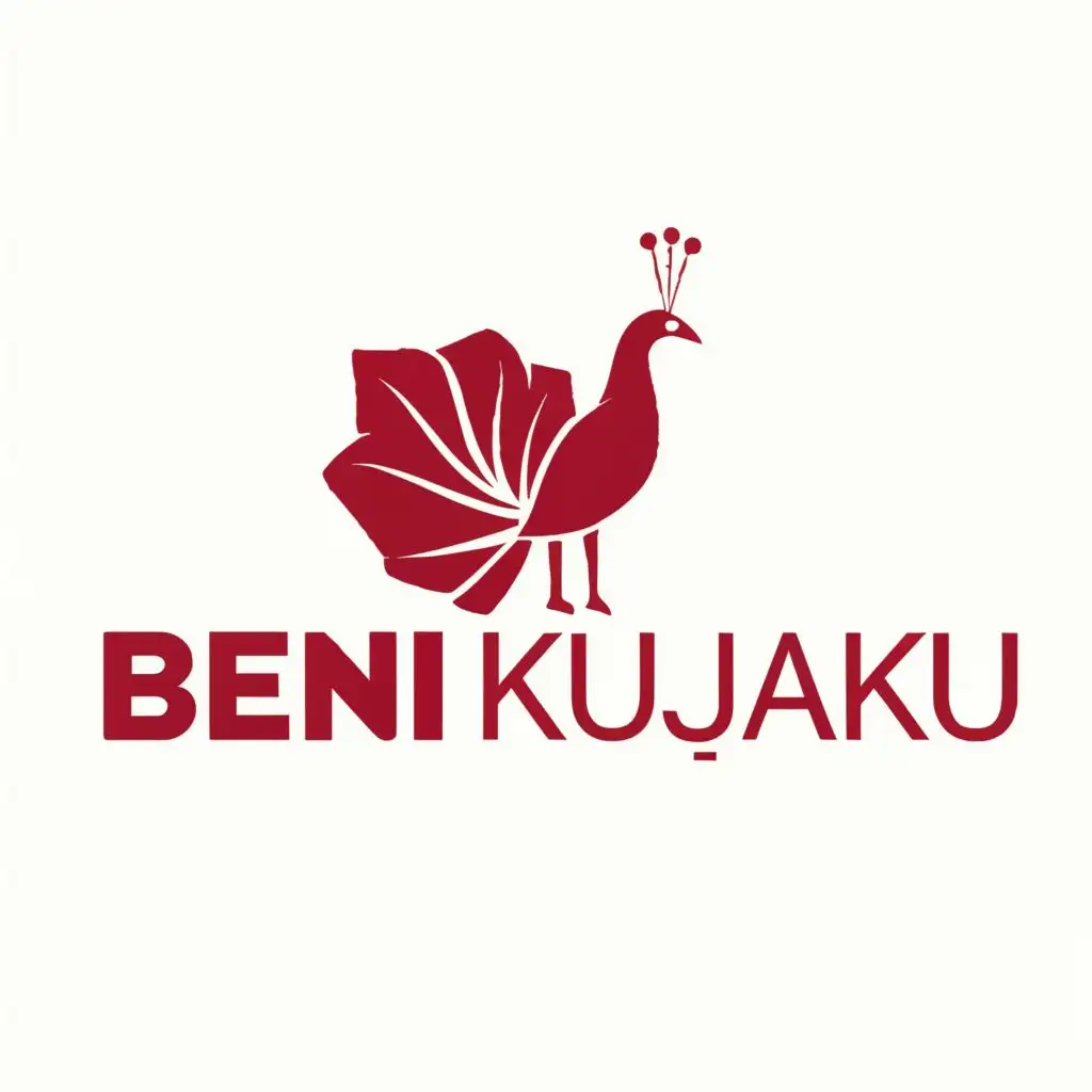 LOGO-Design-For-Beni-Kujaku-Vibrant-Red-Peacock-Symbolizing-Growth-and-Elegance-with-Typography-for-Education-Industry