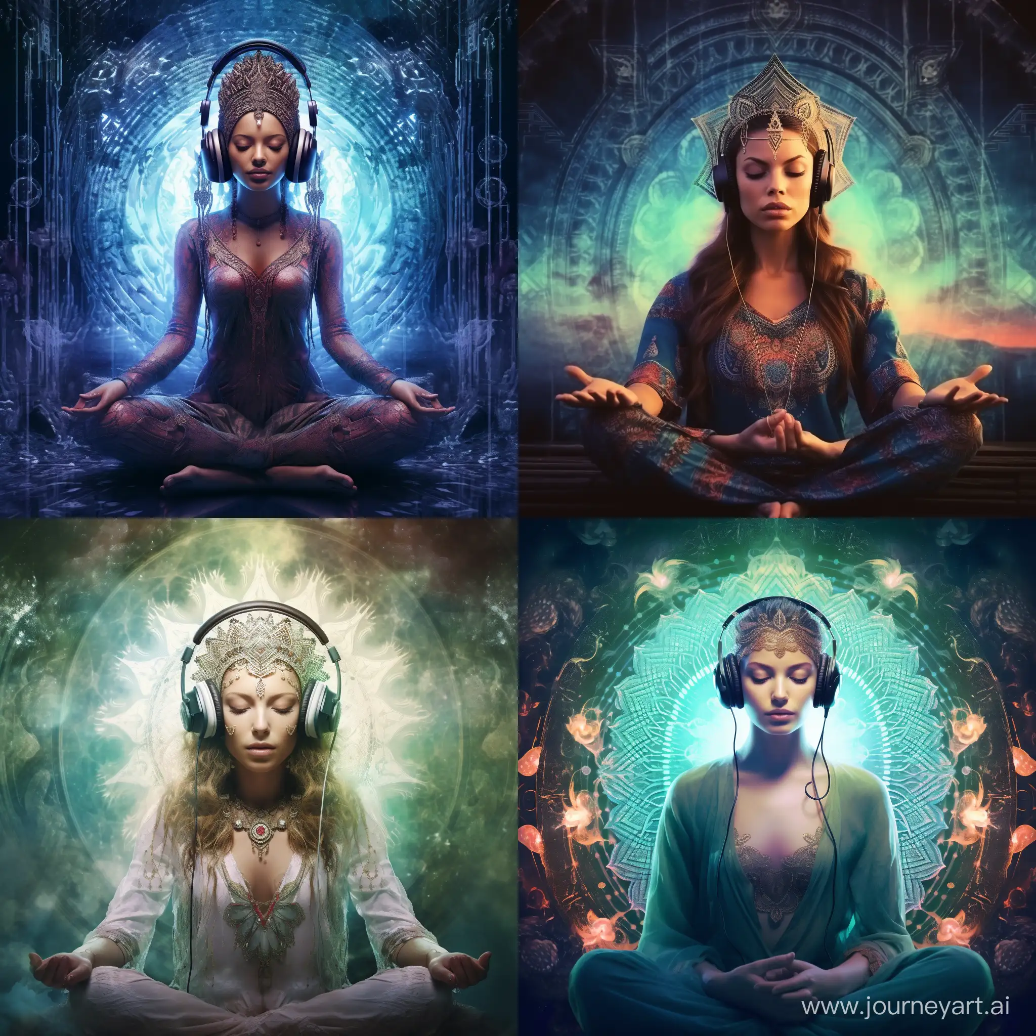Meditating-Figure-in-Mystical-Art-with-Headphones