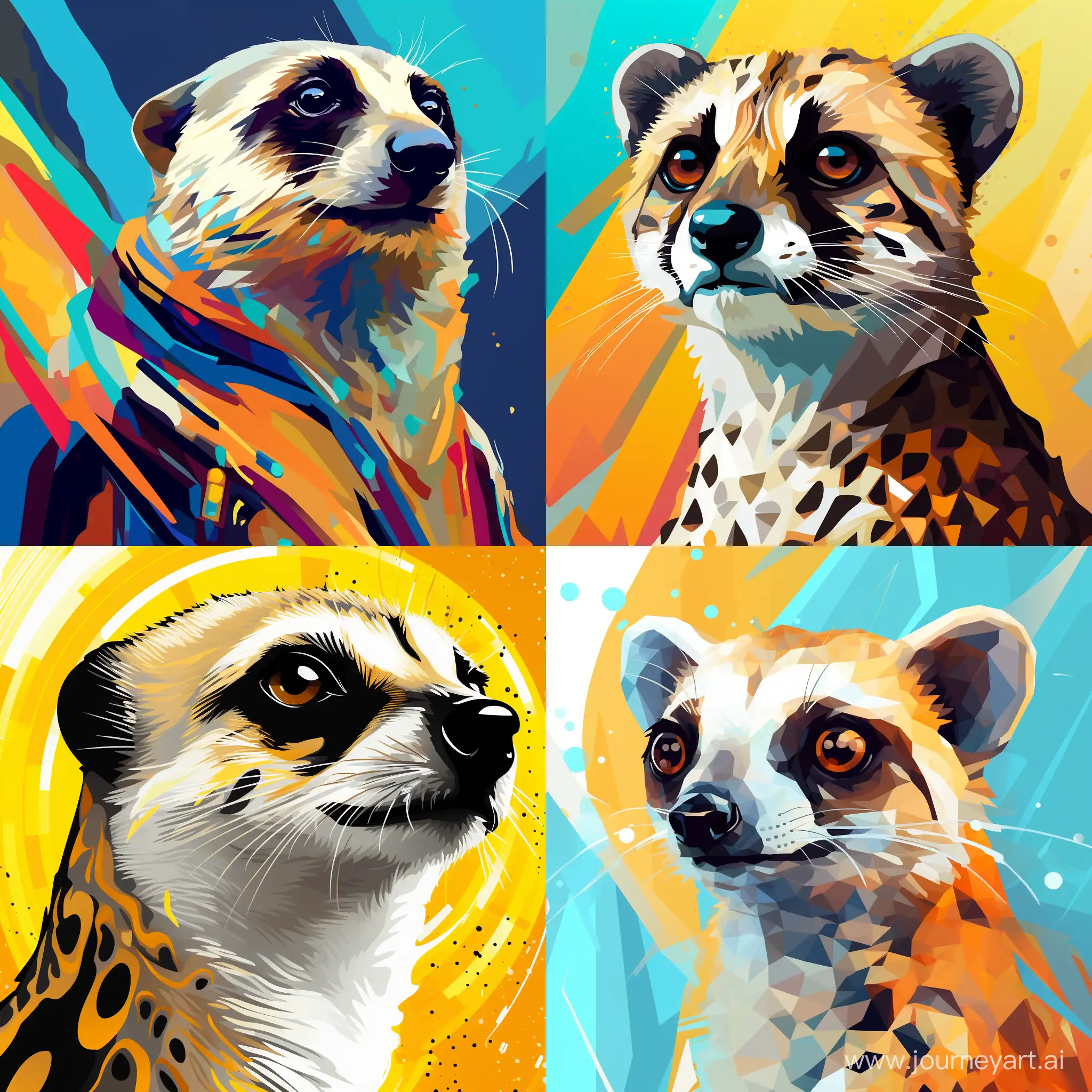Funky Fresh Stylish Meerkat with Golden Teeth. Futuristic Flat Vector Art. Abstract Expressionism and Symbolism. NTF Crypto Graphic