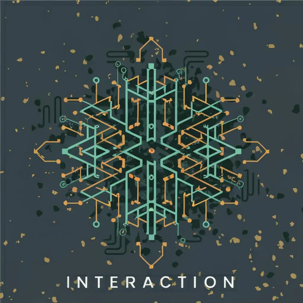 logo, Something symmetric in or out of perspective, with the text "Interactions", typography, be used in Technology industry
