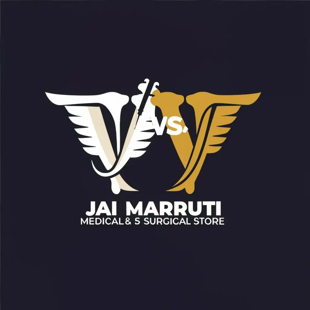 logo, VS, with the text "Jai Maruti Medical and Surgical Store", typography, be used in Medical Dental industry