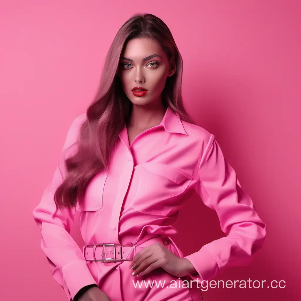 онлайн модель в розовом стиле
