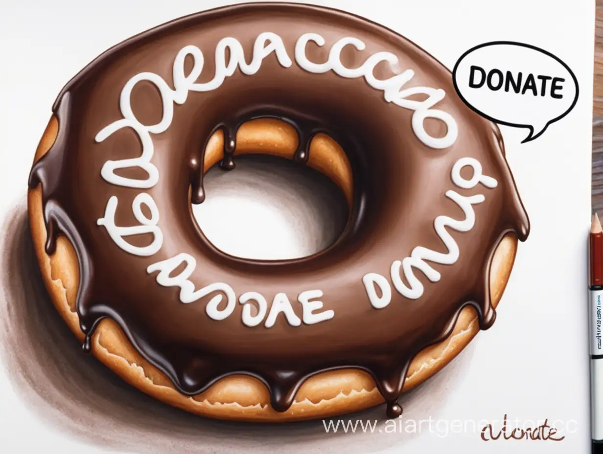 нарисуй шоколадный пончик с большой надписью "DONATE"