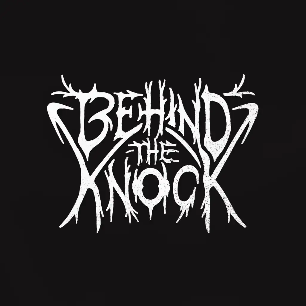 a logo design,with the text "Behind the knock", main symbol:Death metal music,Moderate,clear background