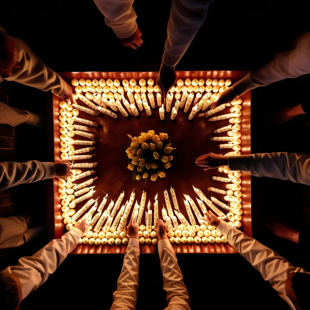 Elevated View of Easter Candlelight Illuminating a Church