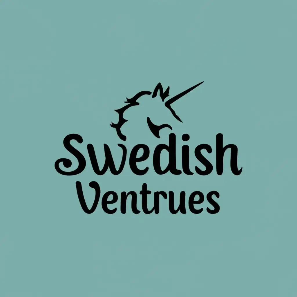 logo, logo with a Unicorn as an icon. , with the text "Swedish Ventrues", typography, be used in Finance industry