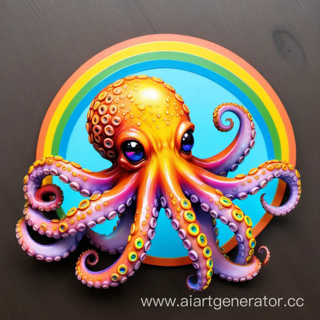 Colorful-Octopus-Basking-in-Sunny-Rainbow-Highlights