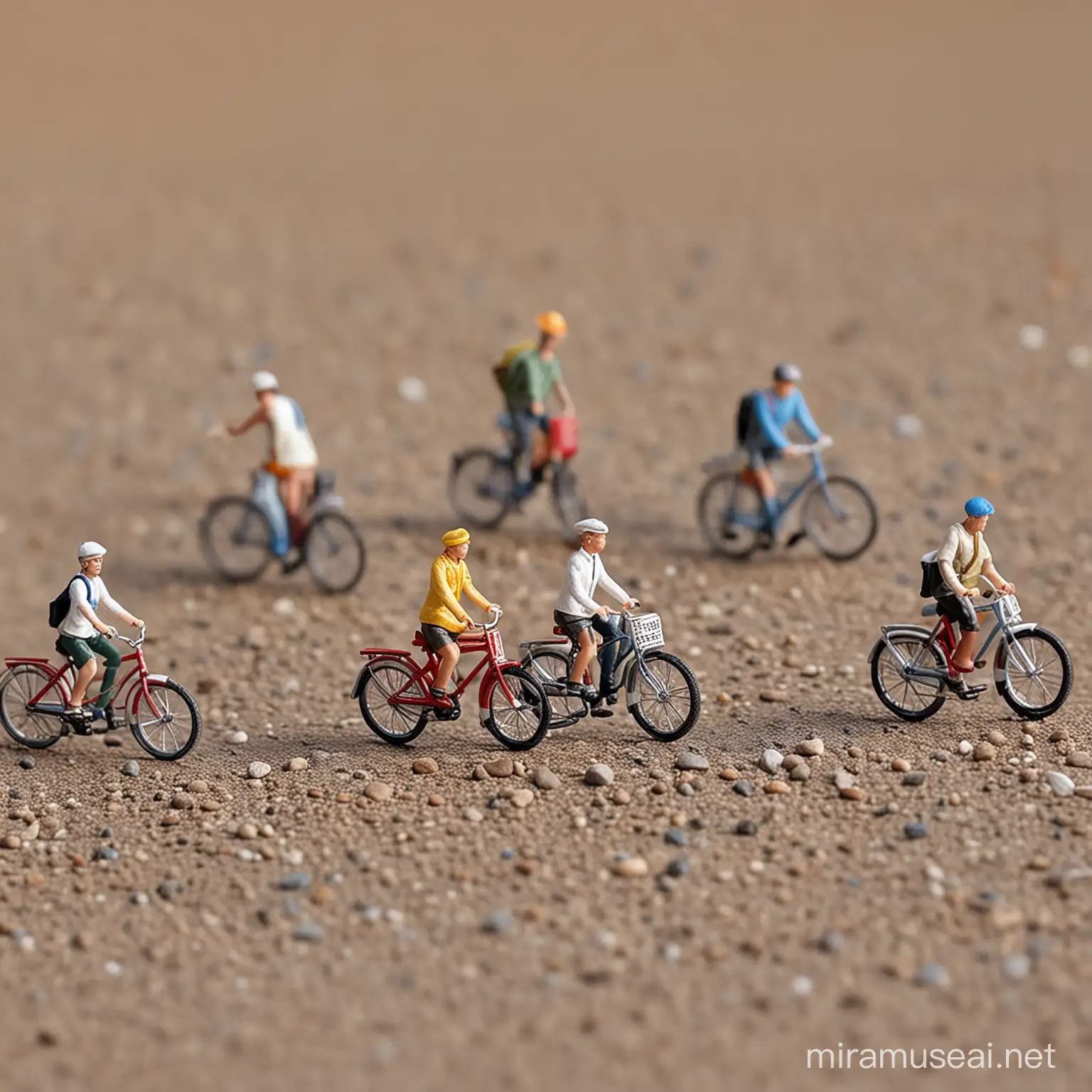 Charming Miniature Cyclists on Whimsical Urban Adventure
