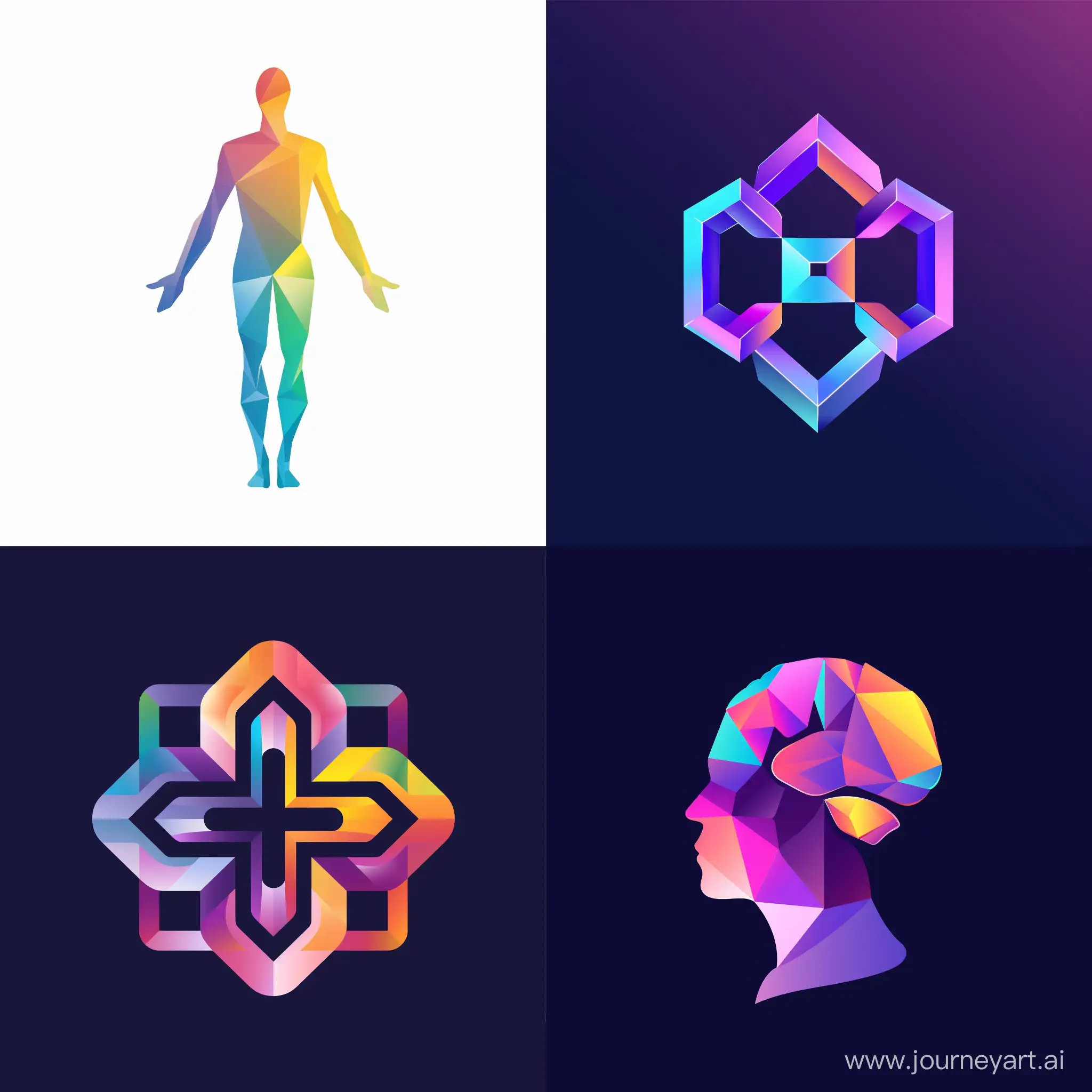 polymer human logo flat gradient symmetry logo
