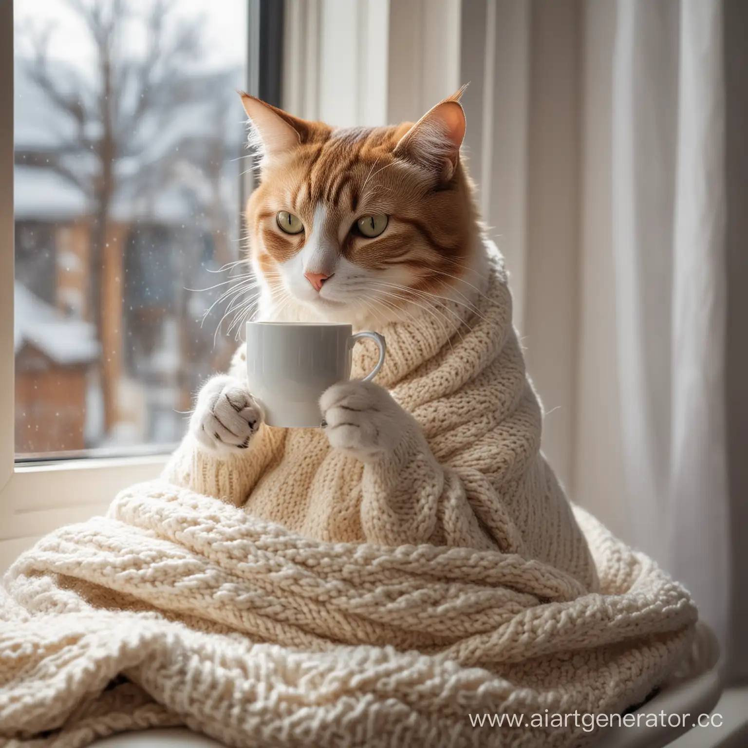 Cozy-Cat-in-Sweater-Enjoying-Warm-Tea-by-the-Window