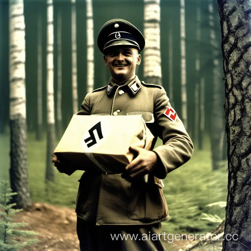 Smiling-Nazi-Soldier-with-Pervitin-in-Coniferous-Forest