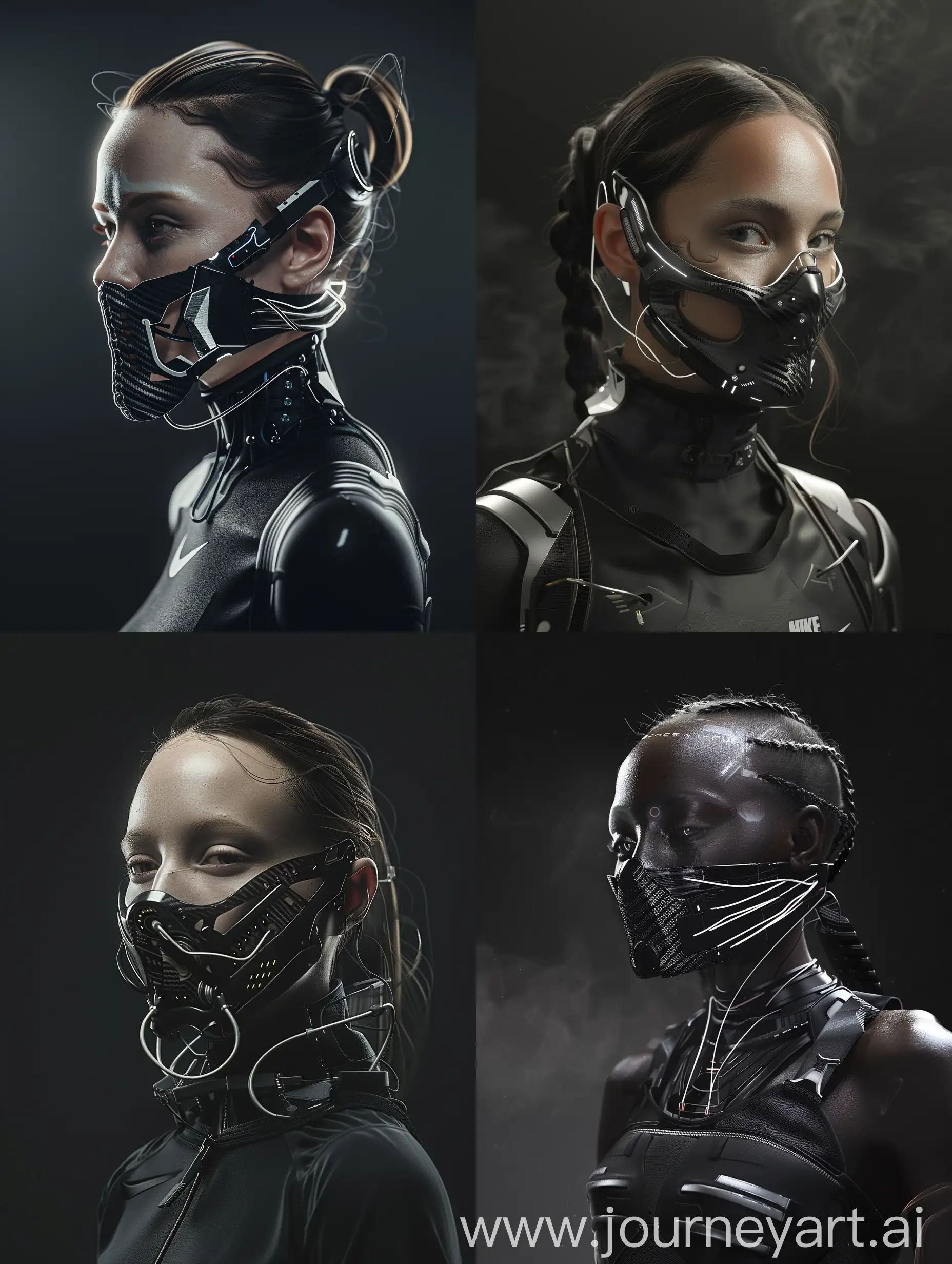 Futuristic-Cyberpunk-Character-with-Intricate-Cybernetic-Mask-and-NikeInspired-Addons