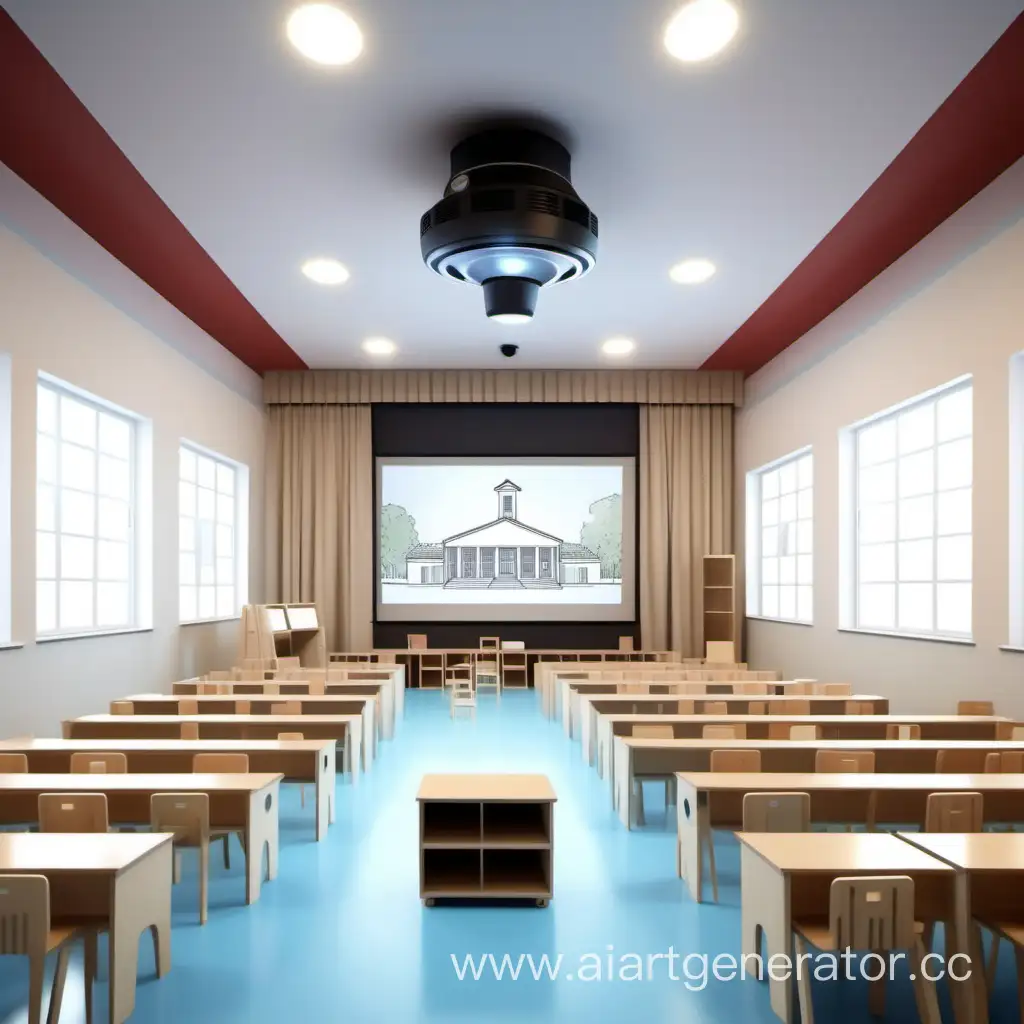 Kindergarten-Assembly-Hall-with-Movie-Projector