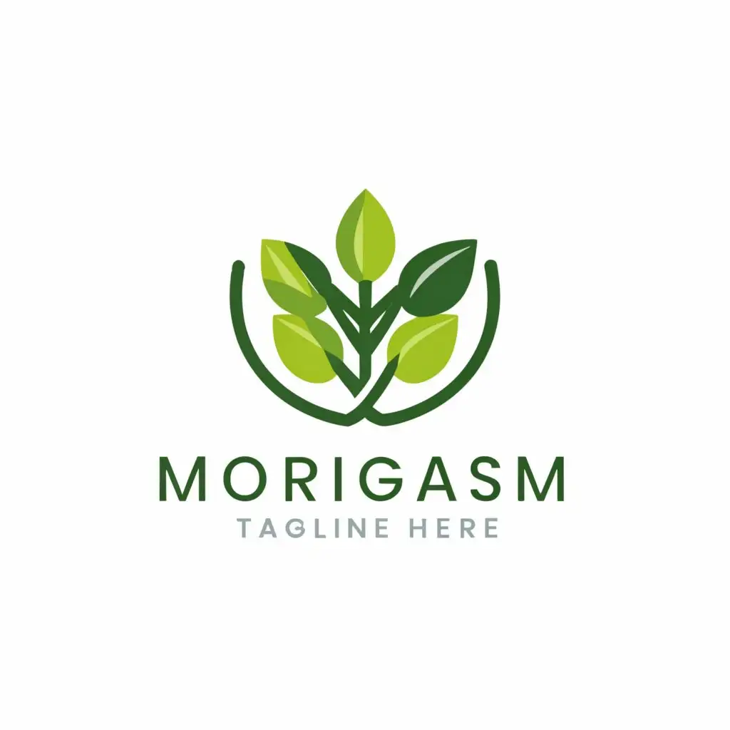 a logo design,with the text "moringasm", main symbol:give an accent in the form of Moringa leaves with elements of health value, give something simple,Minimalistic,be used in Medical Dental industry,clear background