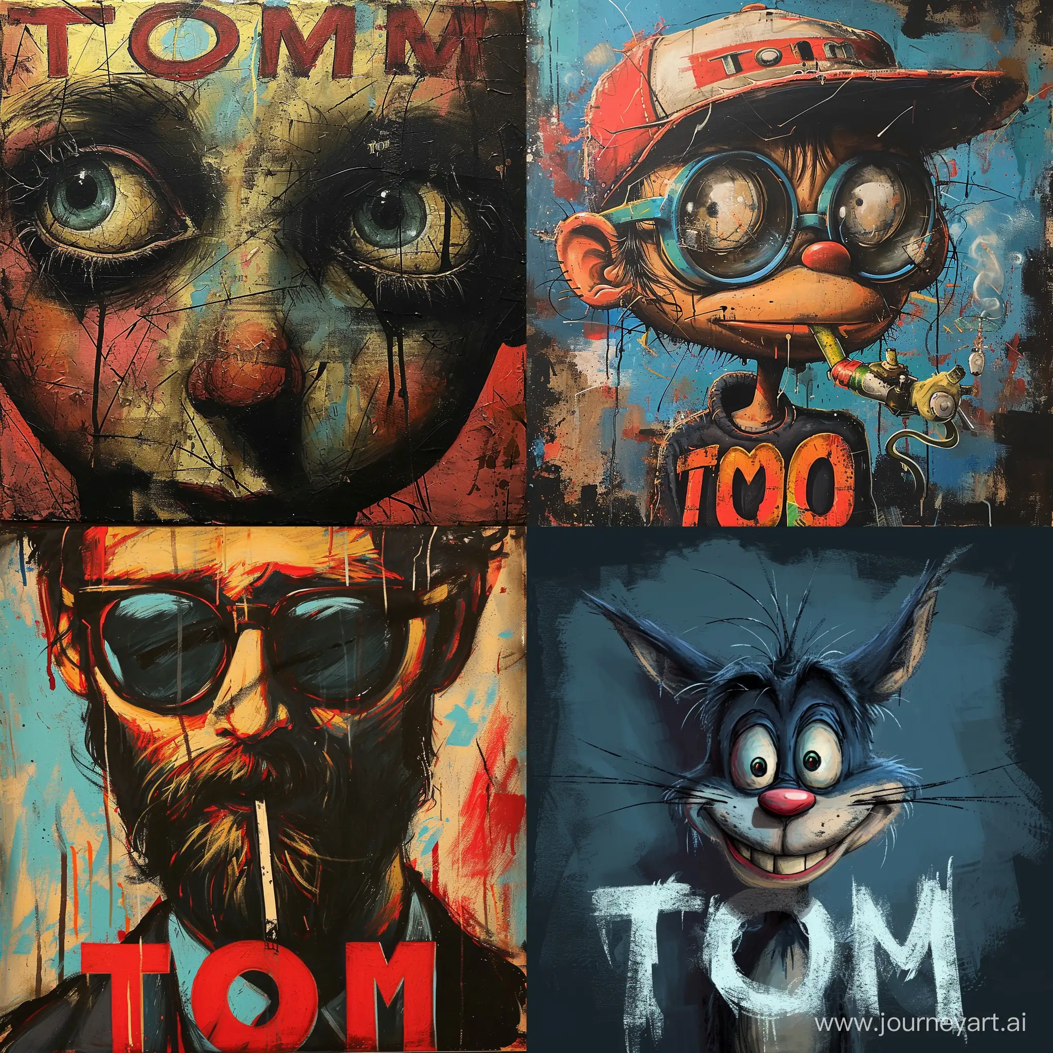 Надпись "TOM" и богатый, крутой персонаж 