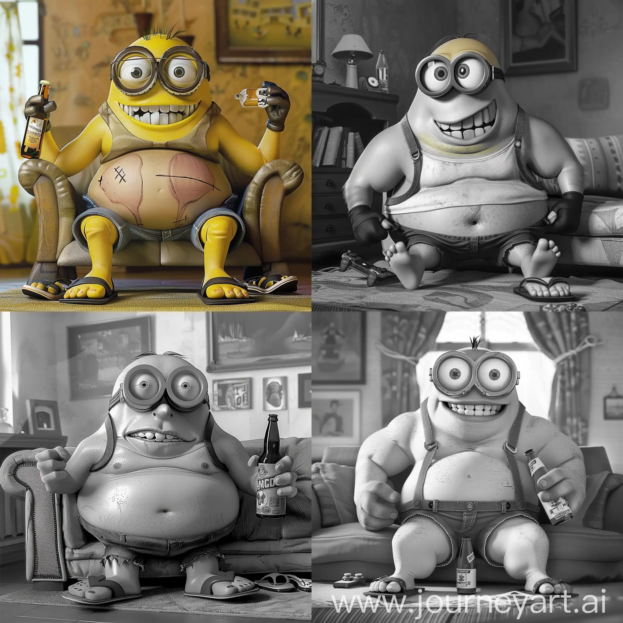 Muscular-Minion-Relaxing-with-Beer-and-Video-Games